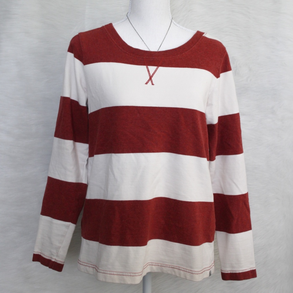 Eddie Bauer White And Orange Oversized Pullover